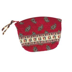 Vera Bradley |‎ Quilted Red Paisley Cosmetic Travel Pouch Bag Wristlet Zip